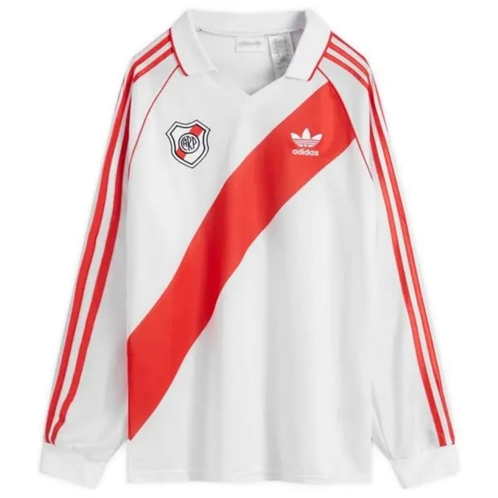 Adidas River Plate Retro #9 White and Red Long Sleeve Shirt